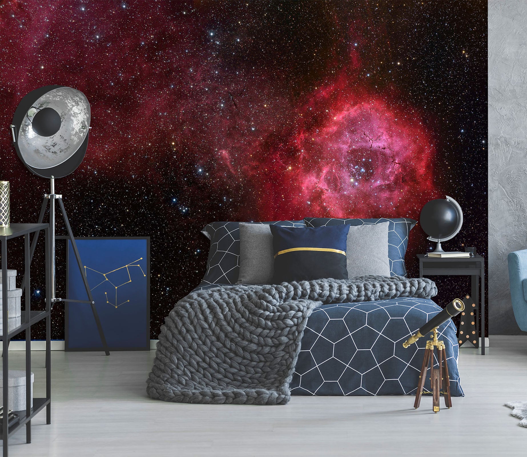 3D Red Starry Sky 1708 Wall Murals