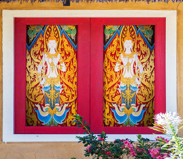 3D Buddhist Bodhi 146 Window Film Print Sticker Cling Stained Glass UV Block