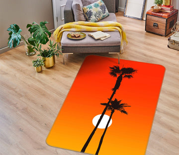 3D Coconut Tree Sunset 1095 Boris Draschoff Rug Non Slip Rug Mat