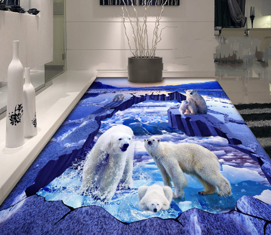 3D Arctic Ice Bear 421 Floor Mural  Wallpaper Murals Rug & Mat Print Epoxy waterproof bath floor