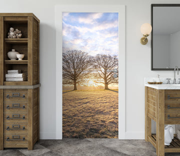 3D Two Trees Grass Sky 10241 Assaf Frank Door Mural