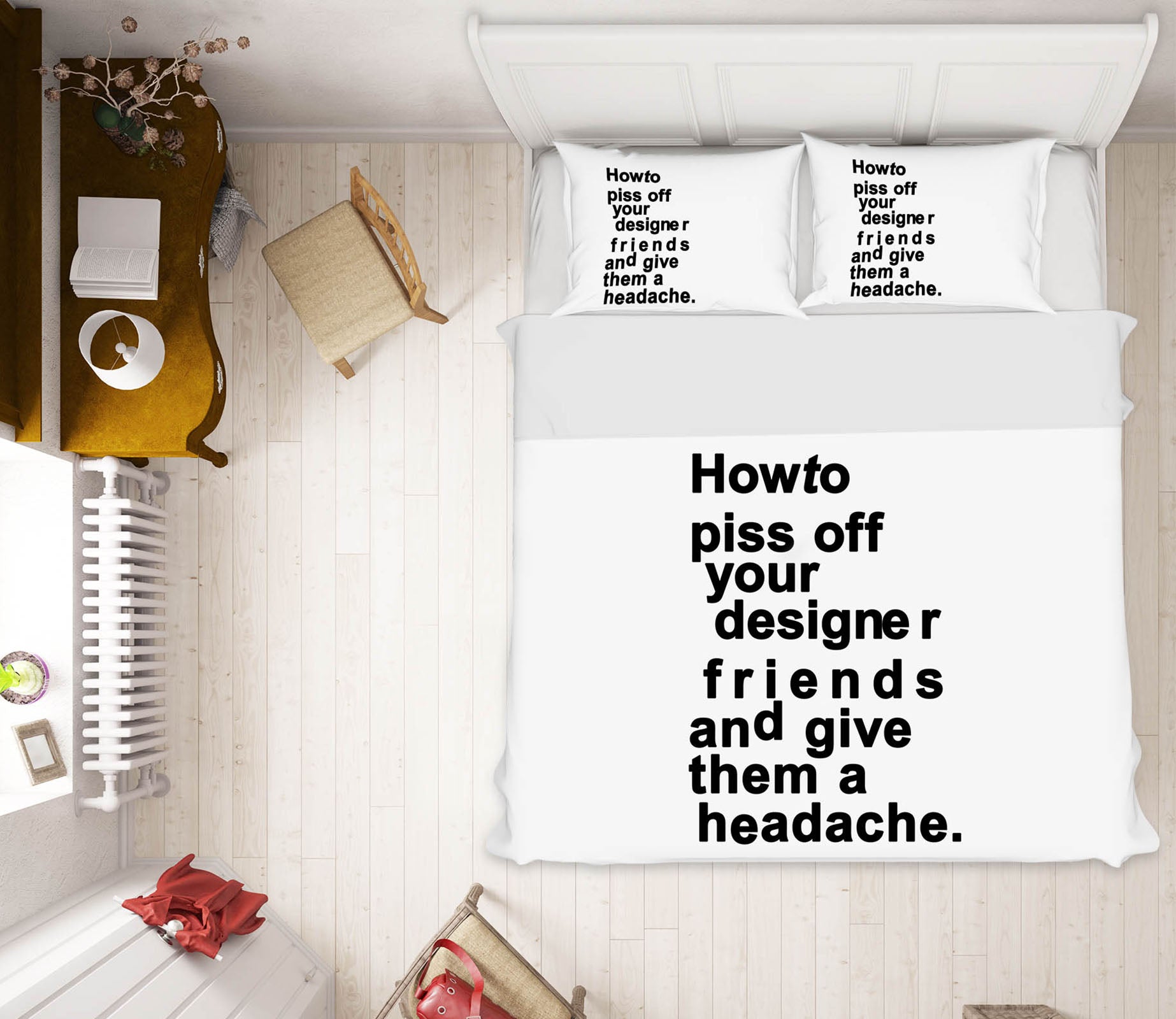 3D Black Words 222 Boris Draschoff Bedding Bed Pillowcases Quilt