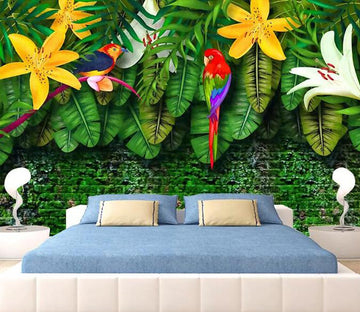 3D Parrot Flower 375 Wall Murals Wallpaper AJ Wallpaper 2 