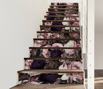 3D Dark Flowers 10435 Uta Naumann Stair Risers