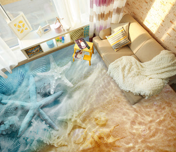 3D Light Blue Starfish 384 Floor Mural  Wallpaper Murals Rug & Mat Print Epoxy waterproof bath floor