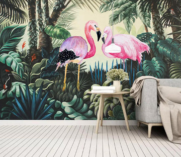 3D Flamingo Banana WC661 Wall Murals