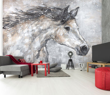 3D White Horse 1624 Debi Coules Wall Mural Wall Murals