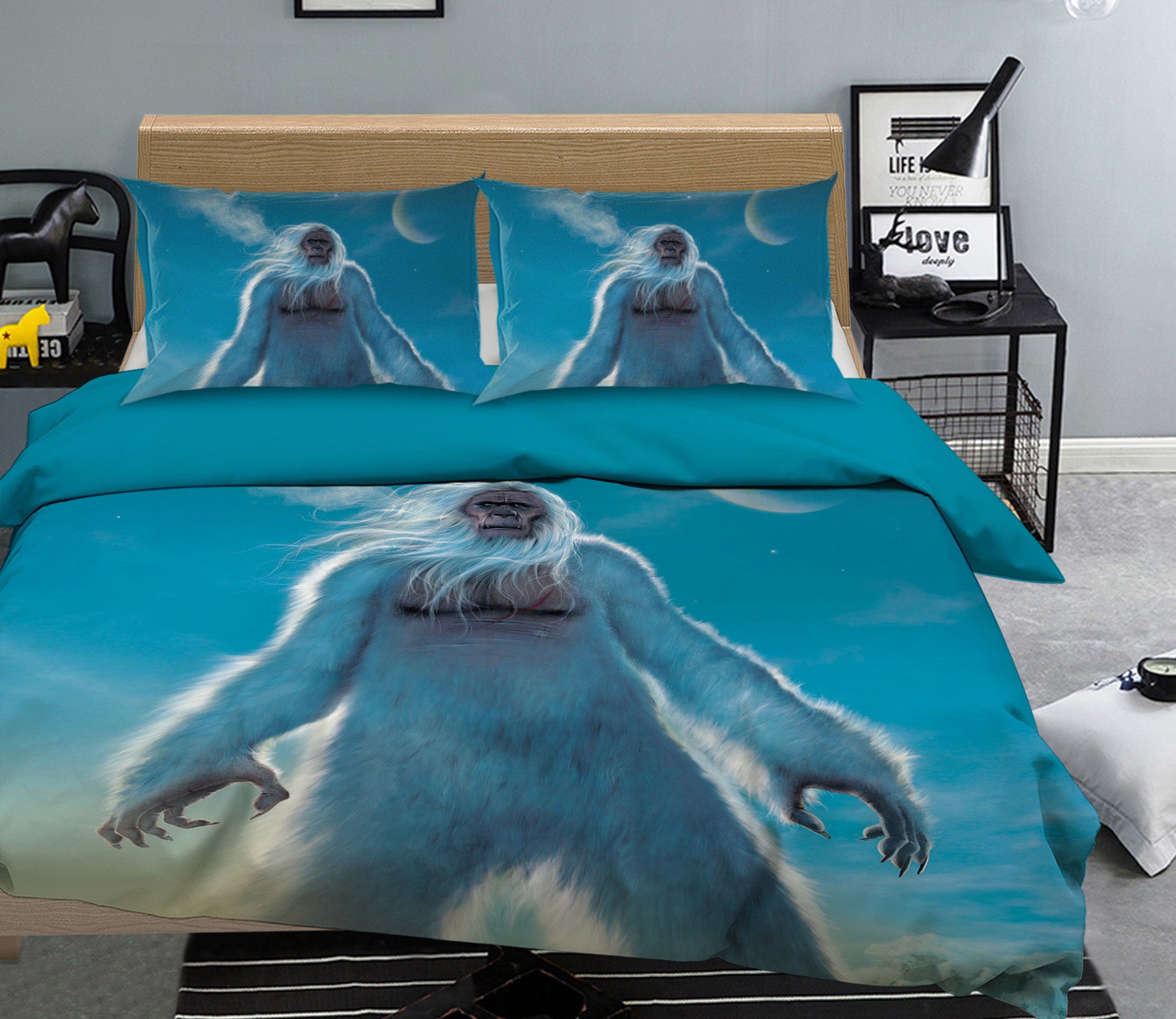 3D Tall Yeti 104 Bed Pillowcases Quilt Exclusive Designer Vincent