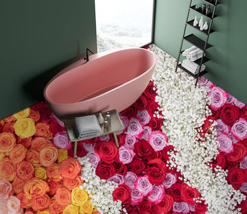 3D Orange Roses And Red Roses 148 Floor Mural  Wallpaper Murals Rug & Mat Print Epoxy waterproof bath floor