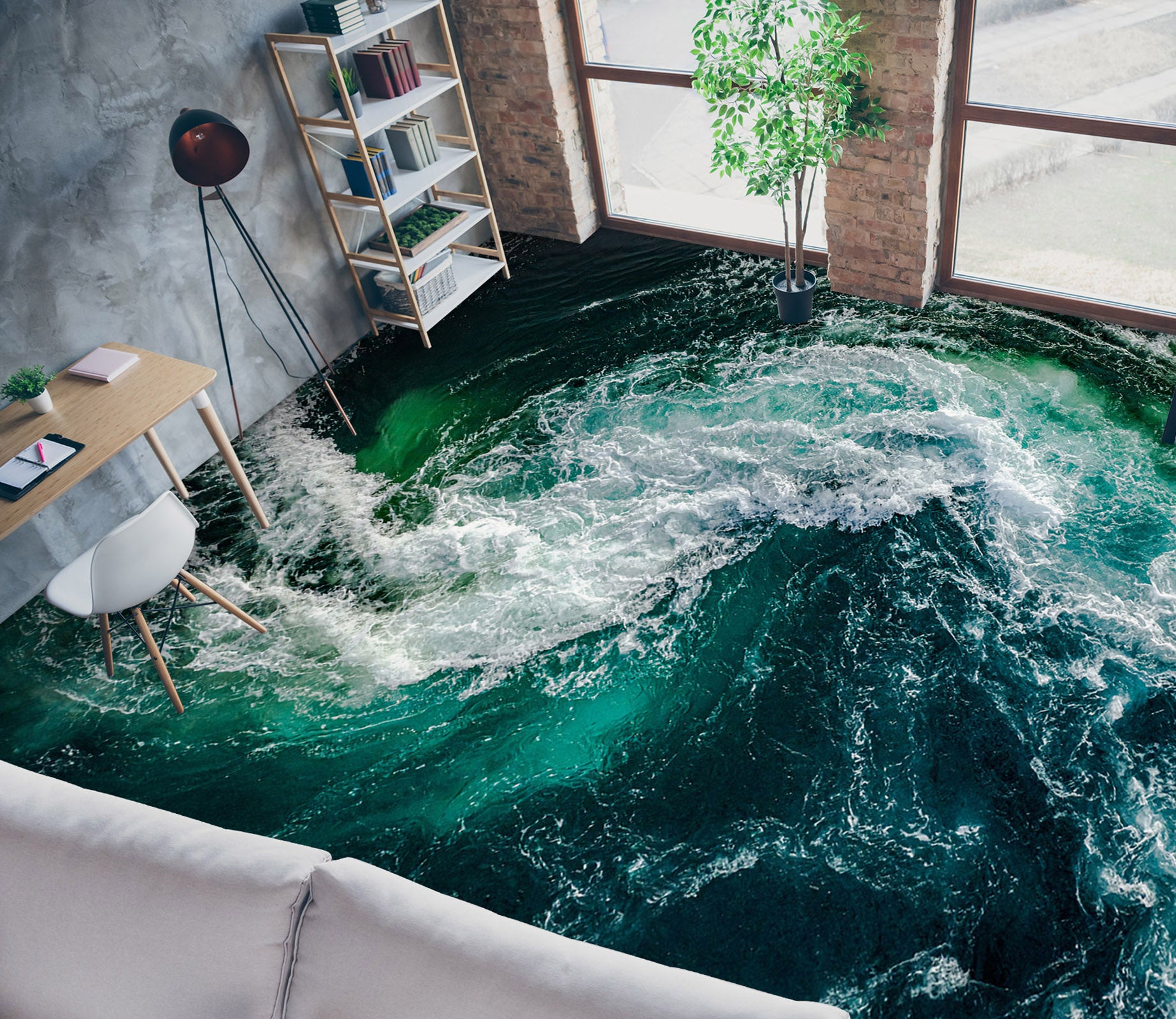 3D Rich Green Waves 583 Floor Mural  Wallpaper Murals Rug & Mat Print Epoxy waterproof bath floor