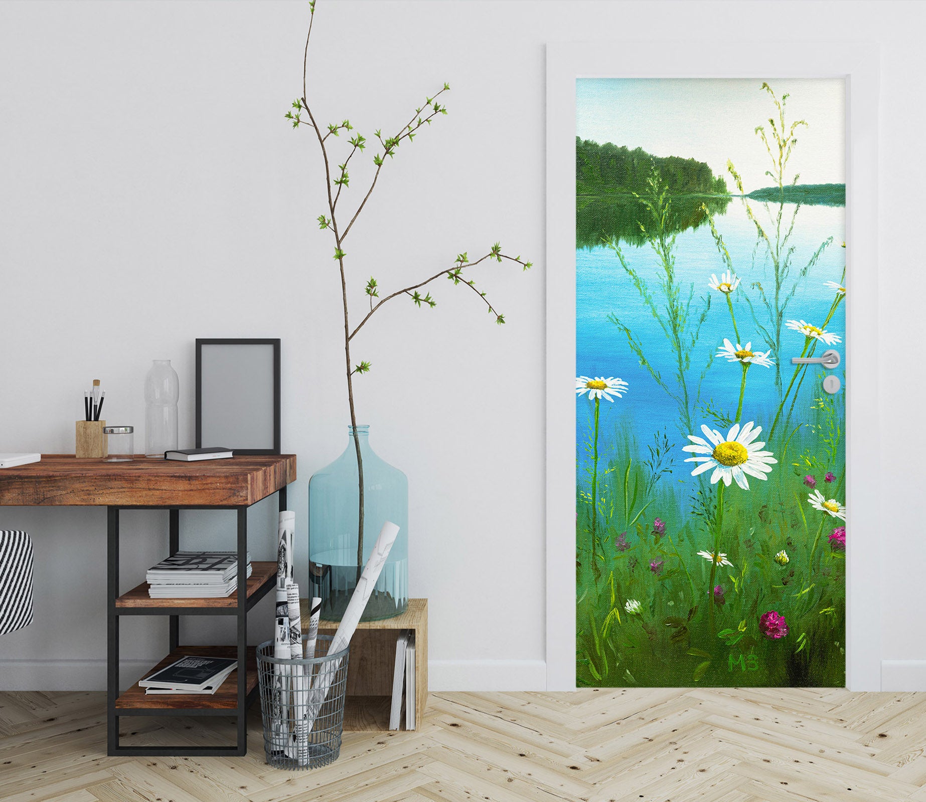 3D Riverside Grass 9430 Marina Zotova Door Mural