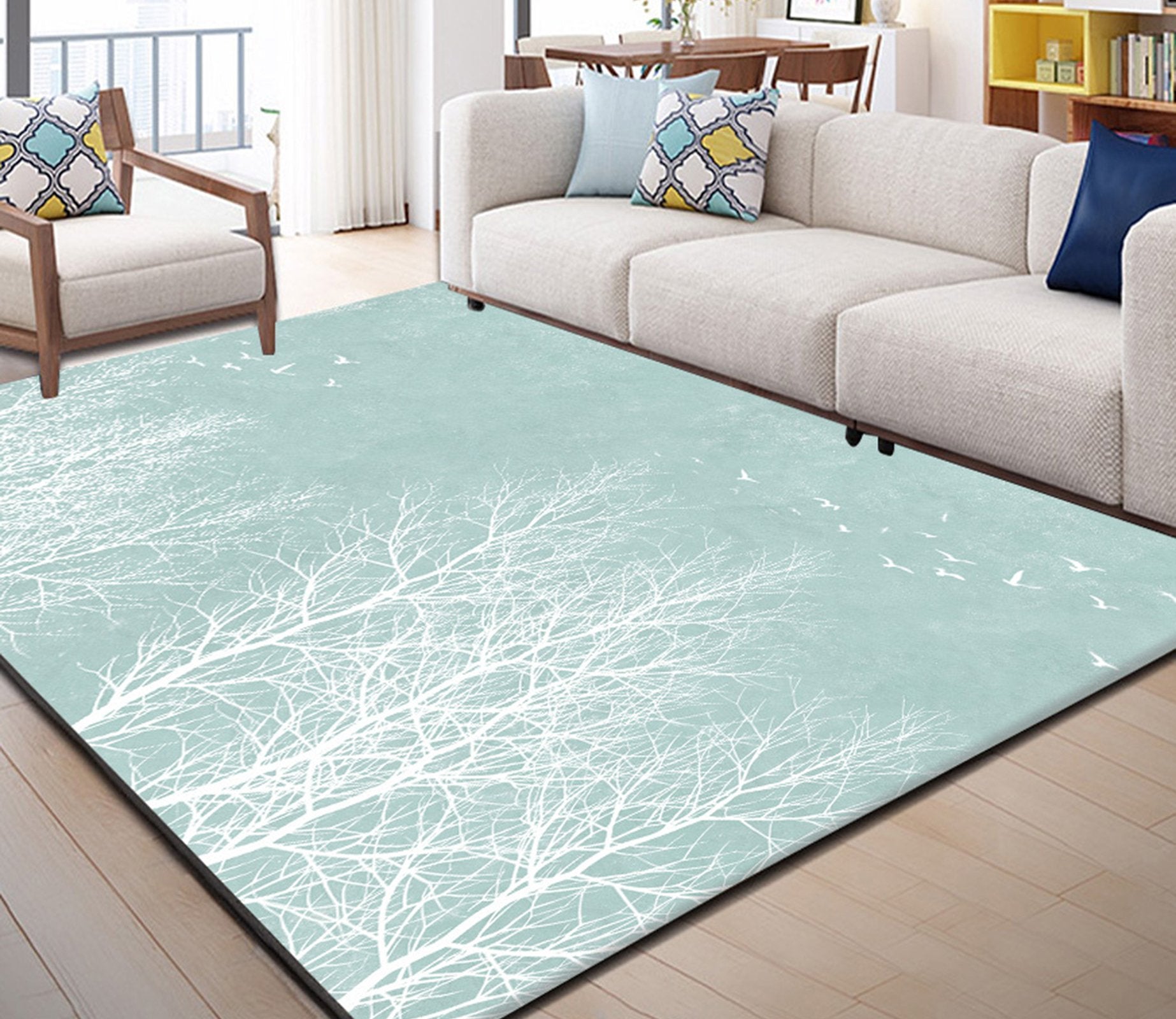 3D White Tree WG287 Non Slip Rug Mat Mat AJ Creativity Home 