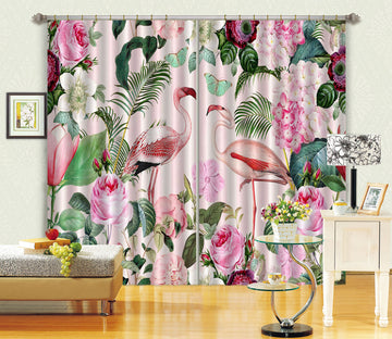 3D Flamingo Paradise 054 Andrea haase Curtain Curtains Drapes