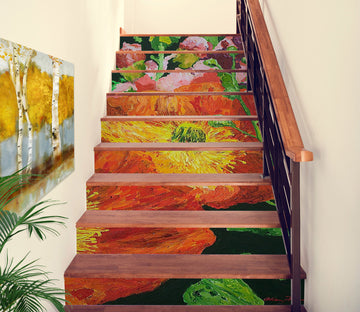 3D Red Flower Oil Painting 89210 Allan P. Friedlander Stair Risers