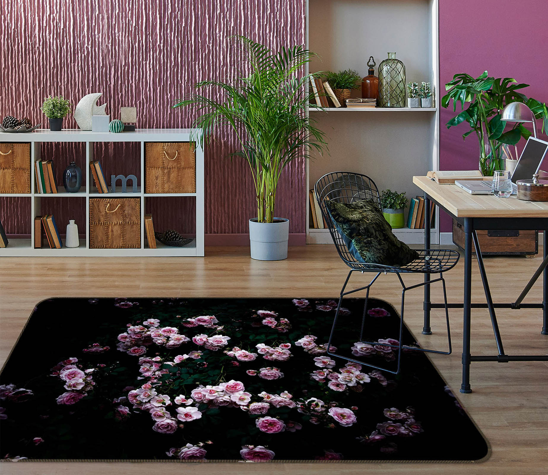 3D Pink Rose 1003 Noirblanc777 Rug Non Slip Rug Mat