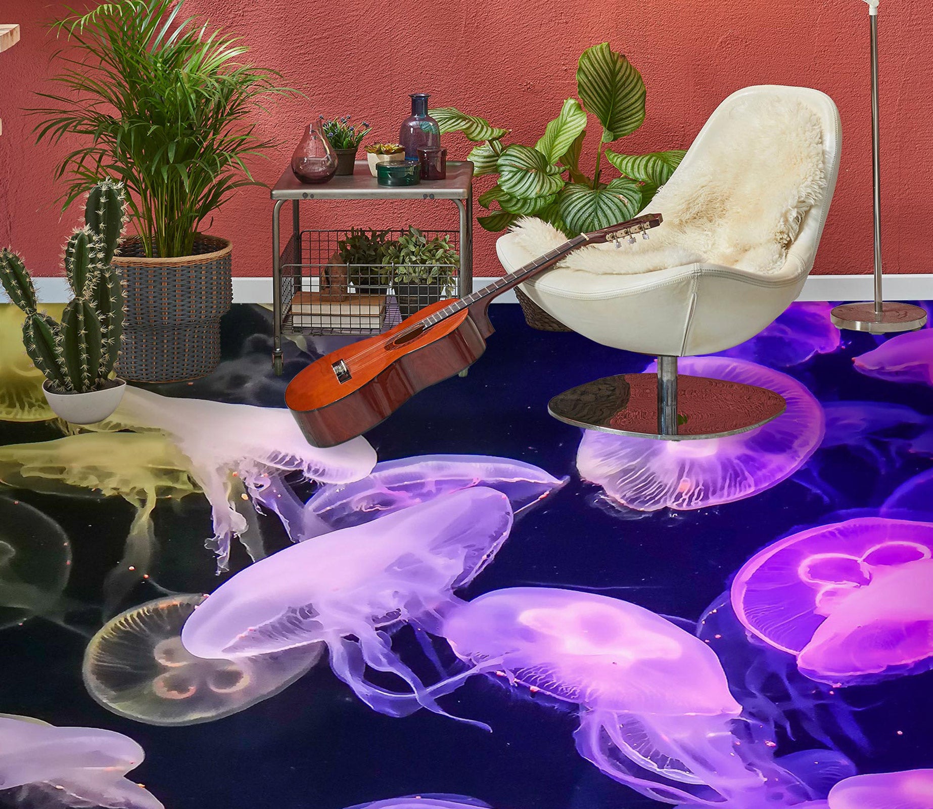 3D Purple Jellyfish 703 Floor Mural  Wallpaper Murals Rug & Mat Print Epoxy waterproof bath floor