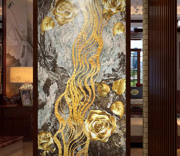 3D Golden Rose WC845 Wall Murals