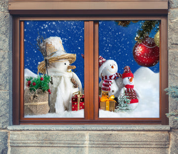 3D Snowman 30093 Christmas Window Film Print Sticker Cling Stained Glass Xmas