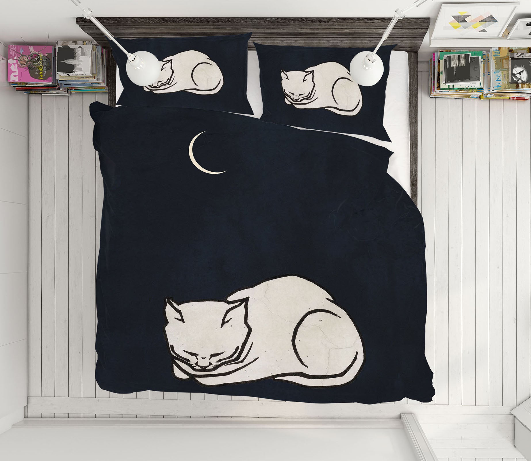 3D Moon White Kitten 129 Boris Draschoff Bedding Bed Pillowcases Quilt