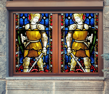 3D Yellow Warrior 085 Window Film Print Sticker Cling Stained Glass UV Block