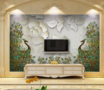 3D Peacock Flower WG051 Wall Murals