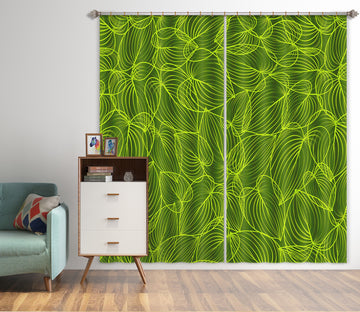 3D Green Leaf Lines 11142 Kashmira Jayaprakash Curtain Curtains Drapes