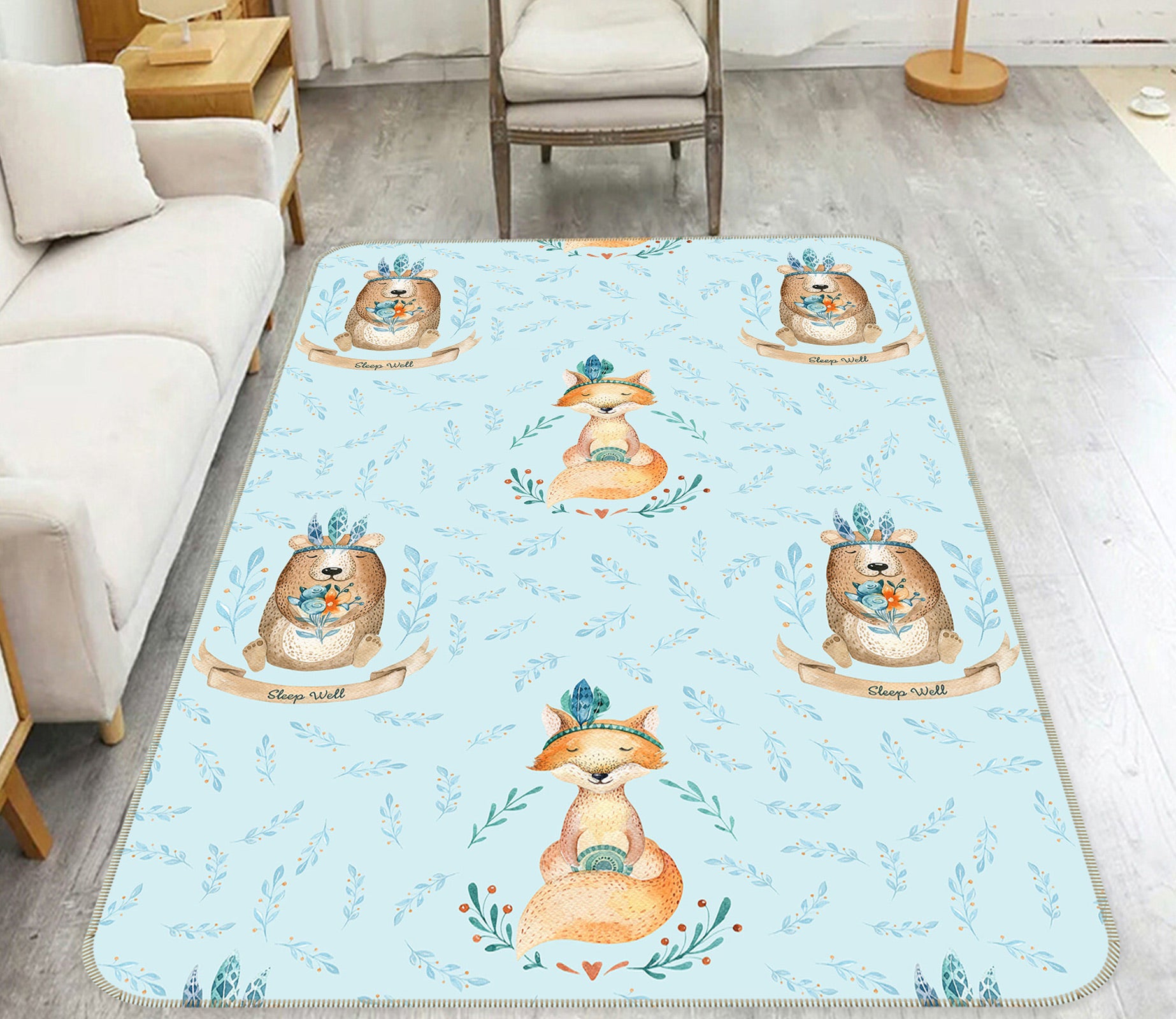 3D Orange Fox 129 Uta Naumann Rug Non Slip Rug Mat