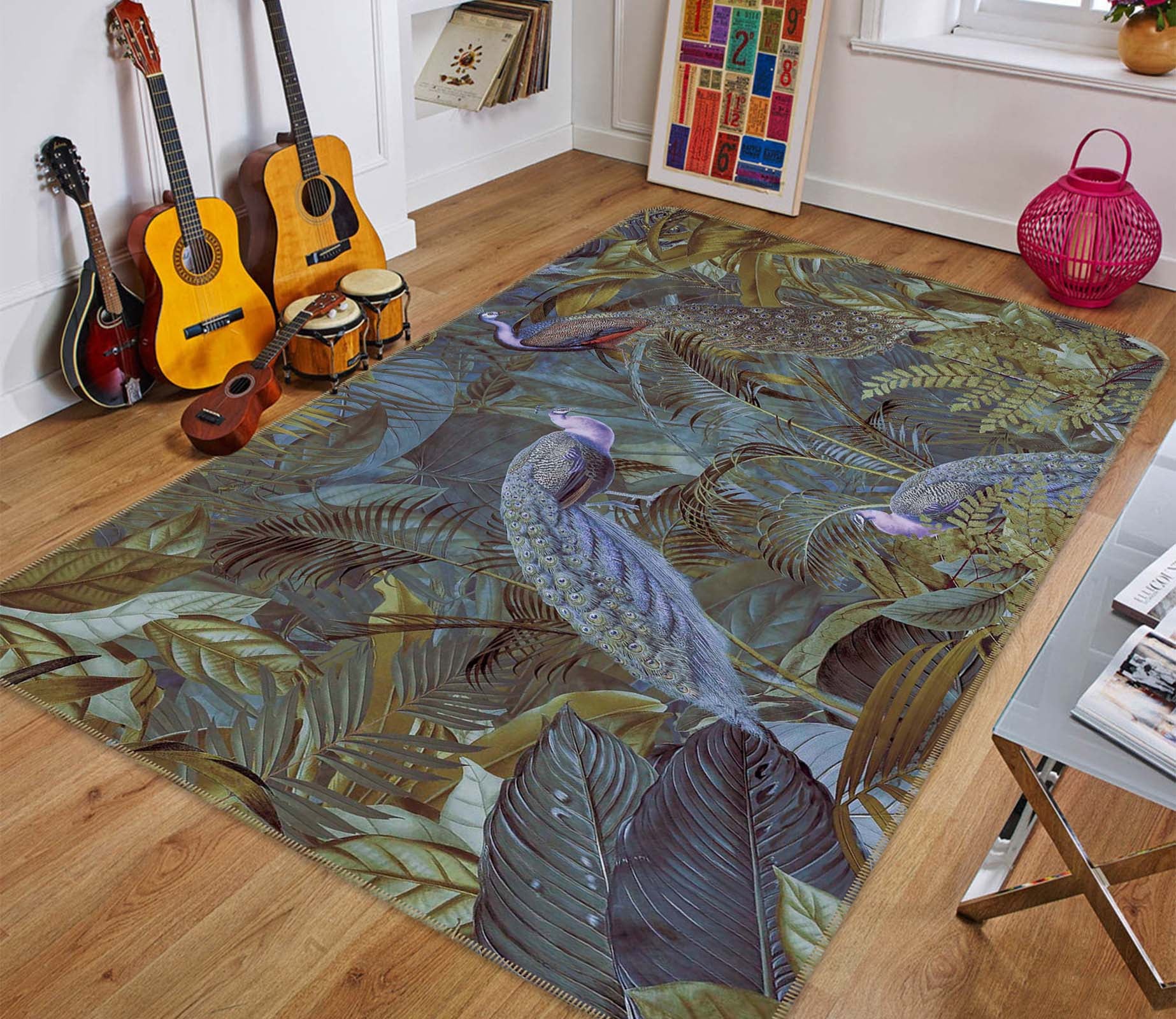 3D Forest Peacock 1011 Andrea haase Rug Non Slip Rug Mat