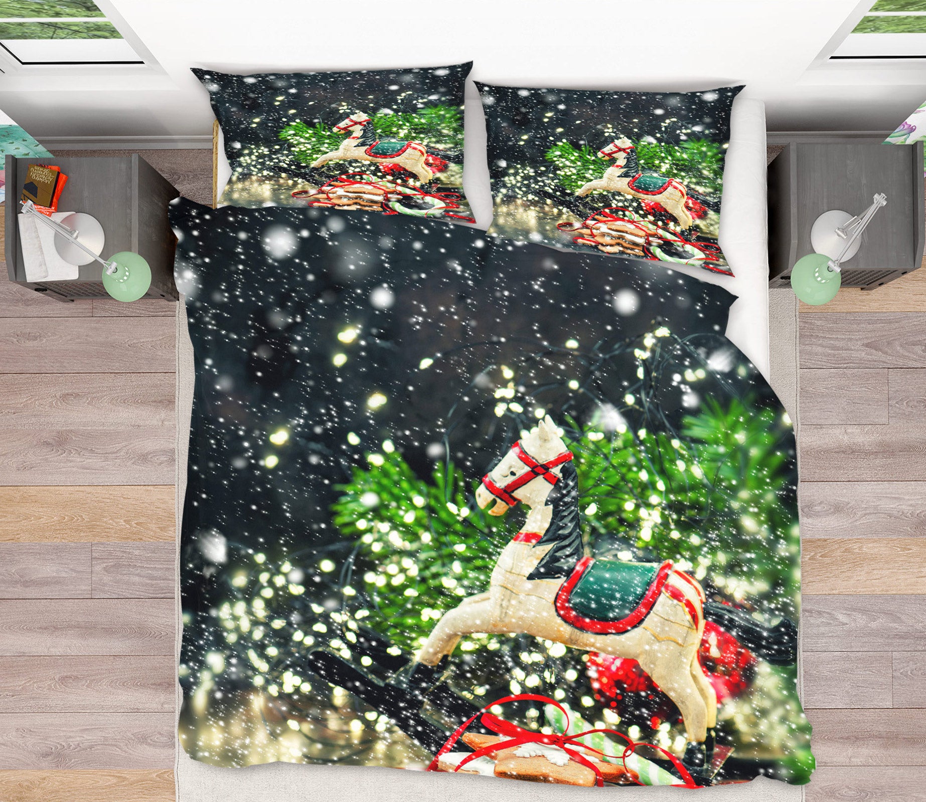 3D Snow Trojan Horse 52127 Christmas Quilt Duvet Cover Xmas Bed Pillowcases
