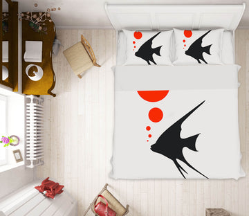 3D Fish Red Bubbles 115 Boris Draschoff Bedding Bed Pillowcases Quilt