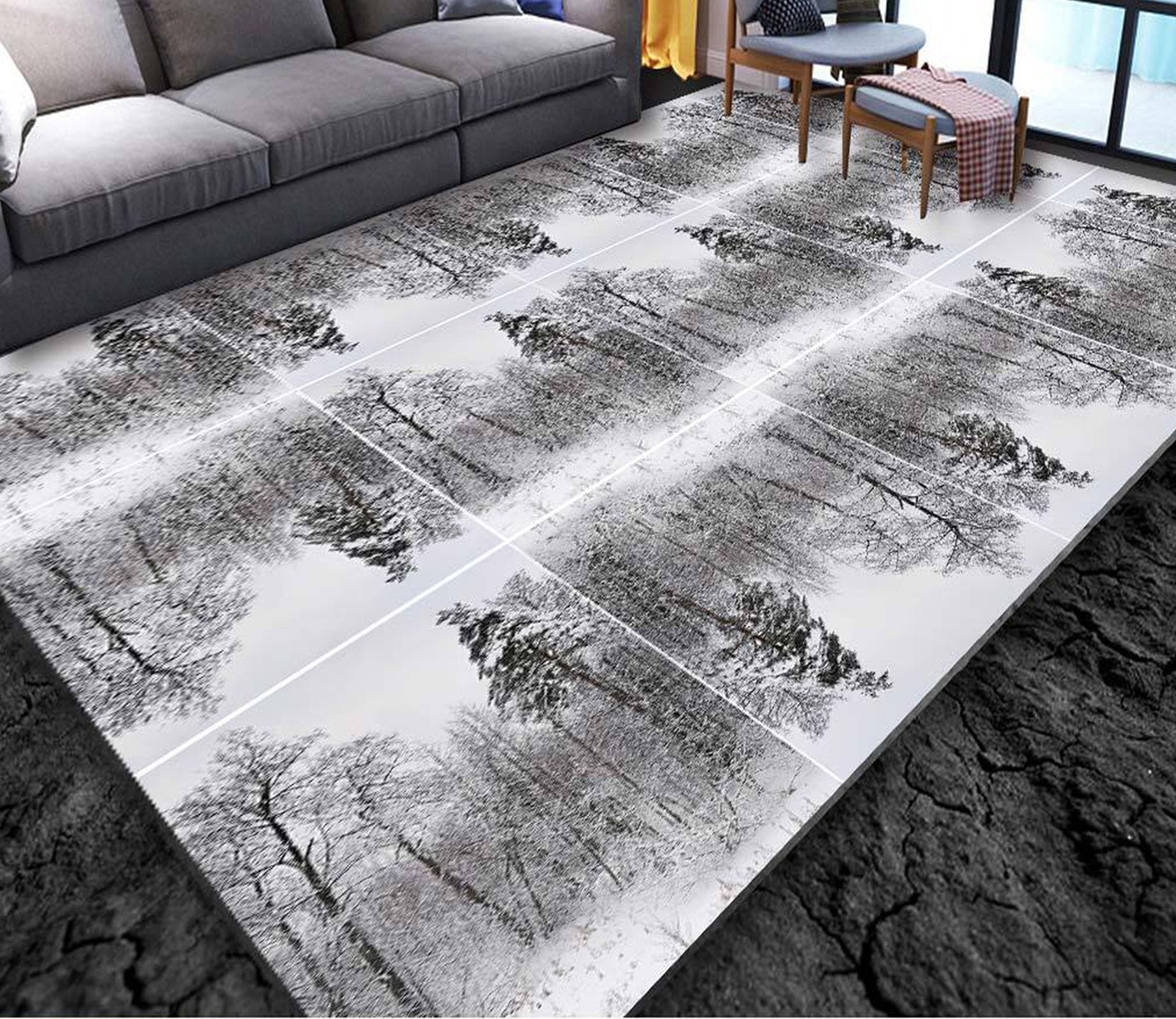 3D Grey Forest WG015 Non Slip Rug Mat Mat AJ Creativity Home 