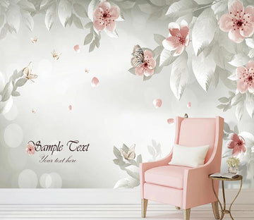 3D Pink White Flowers 030 Wall Murals