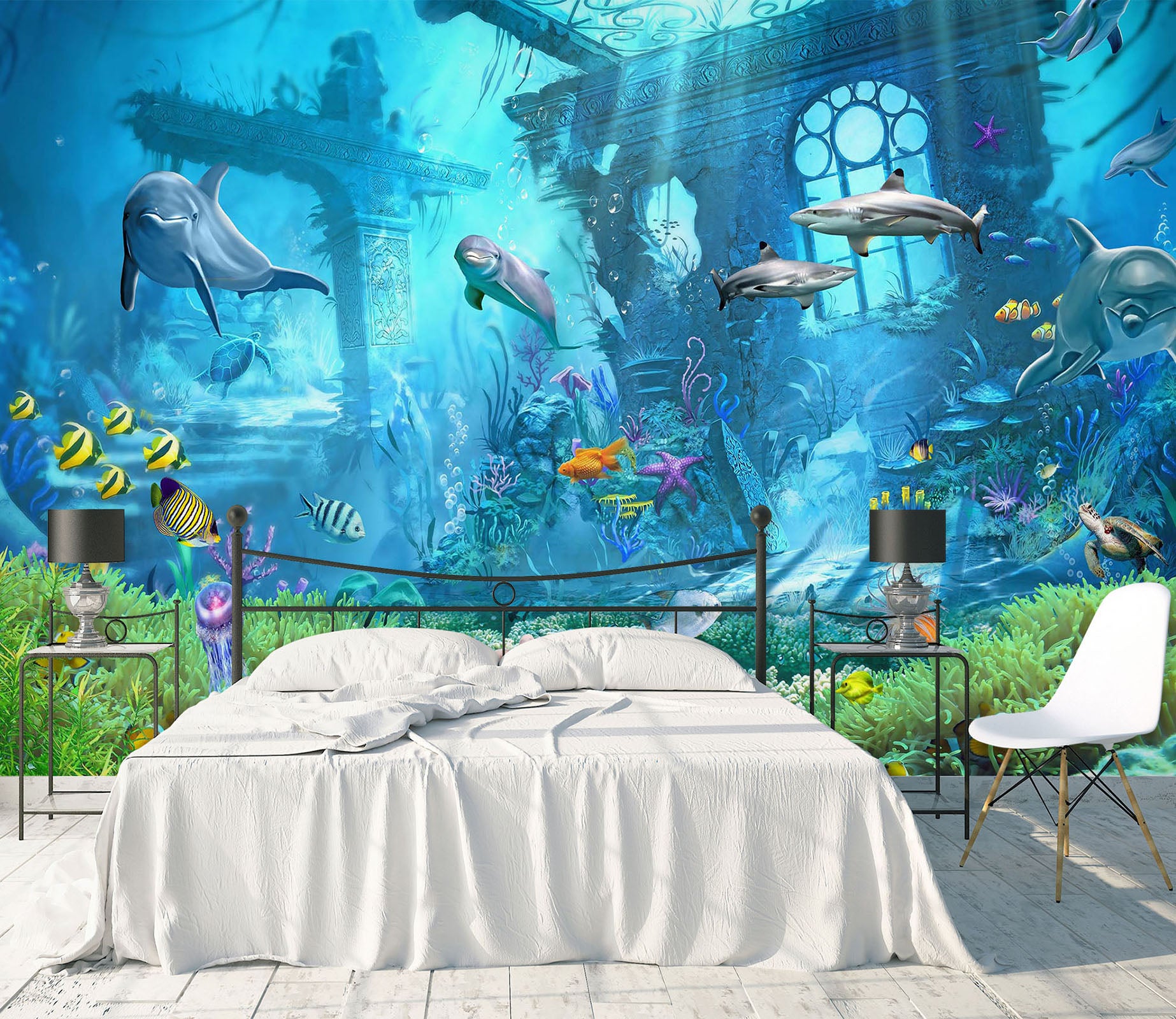3D Dolphin Castle 1627 Wall Murals