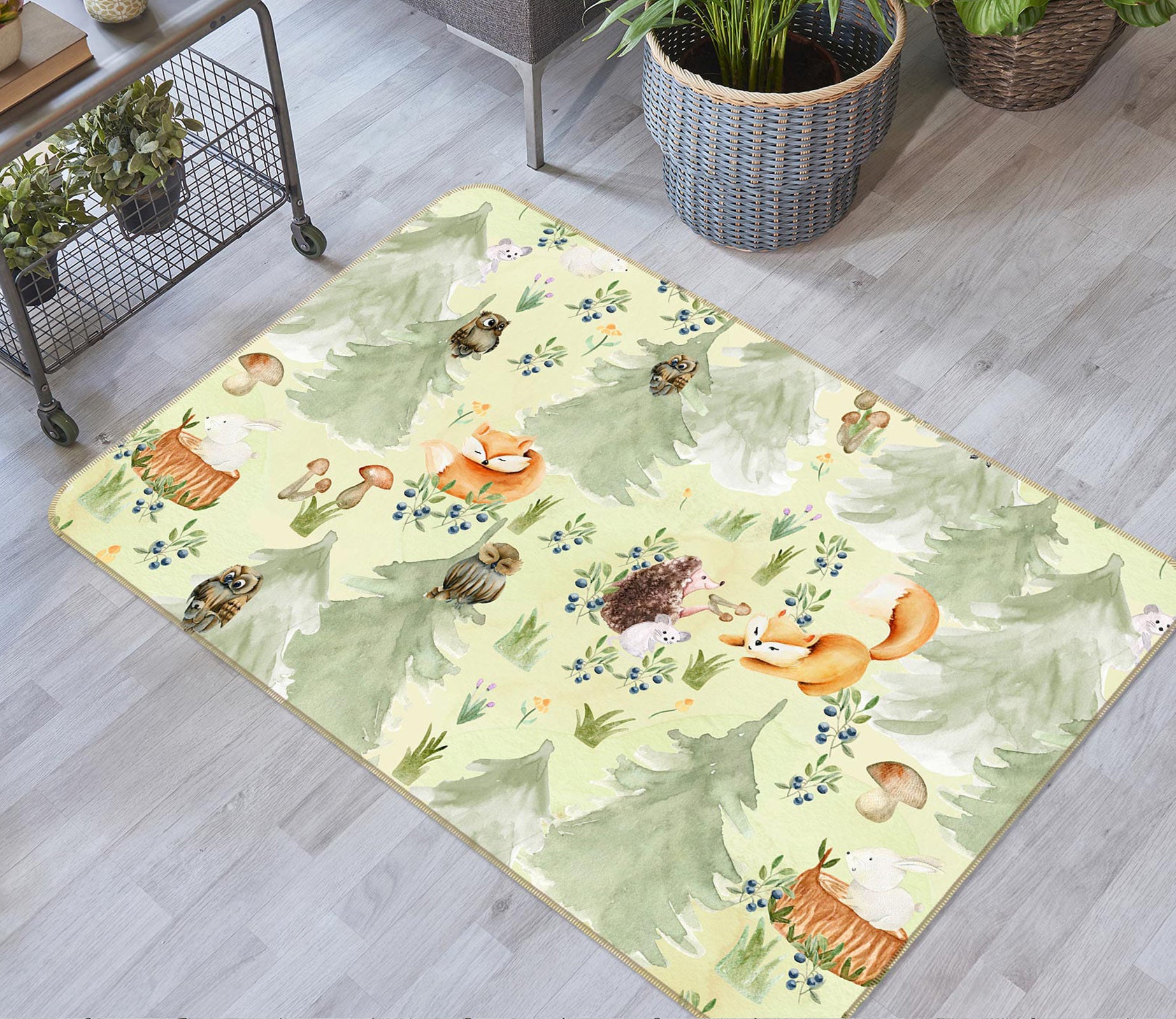 3D Fox Hedgehog 007 Uta Naumann Rug Non Slip Rug Mat
