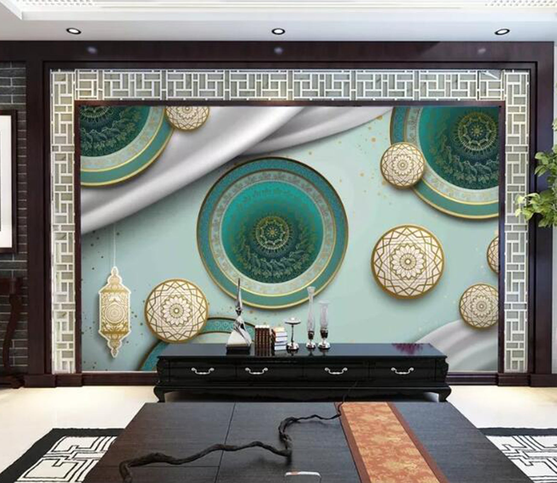 3D Green Geometry WC65 Wall Murals Wallpaper AJ Wallpaper 2 