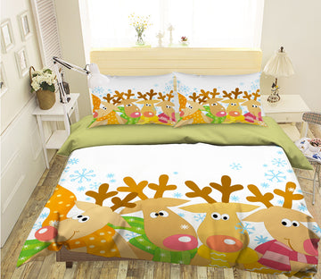 3D Deer 31100 Christmas Quilt Duvet Cover Xmas Bed Pillowcases