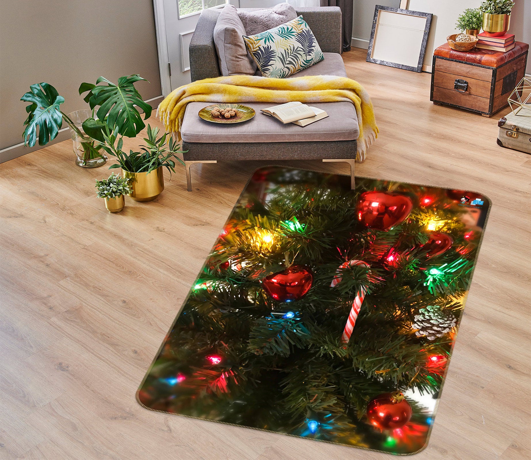 3D Colored Balls 56200 Christmas Non Slip Rug Mat Xmas