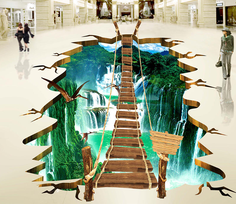3D Green Hills And Green Waters 138 Floor Mural  Self-Adhesive Sticker Bathroom Non-slip Waterproof Flooring Murals