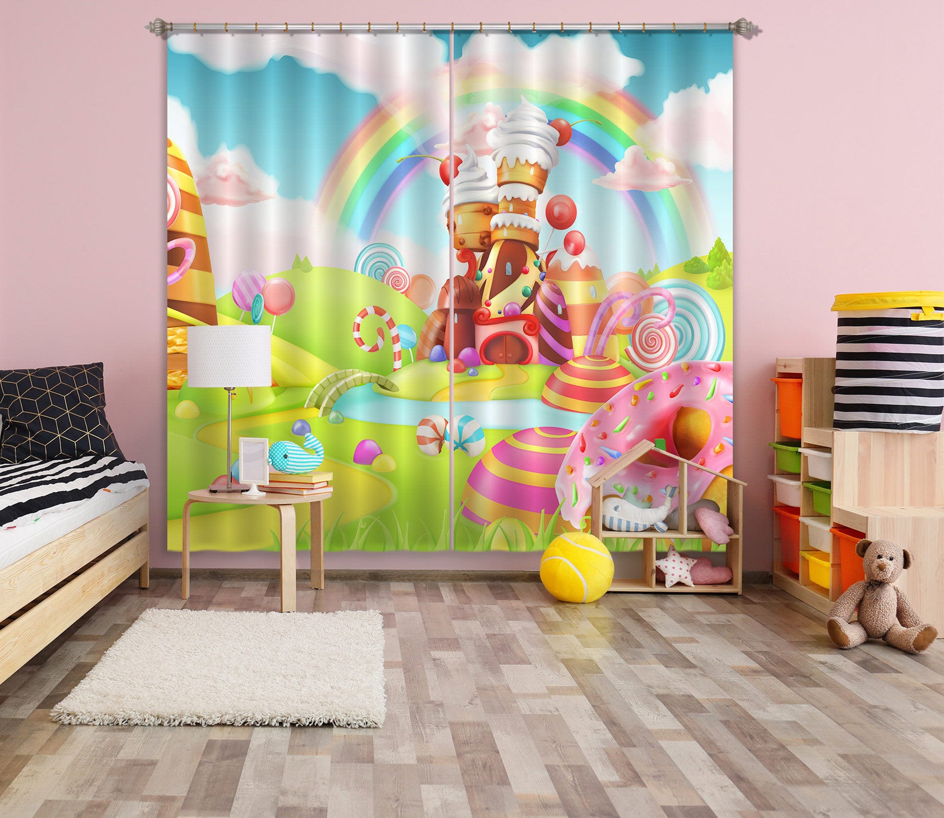3D Rainbow Candy House 044 Curtains Drapes