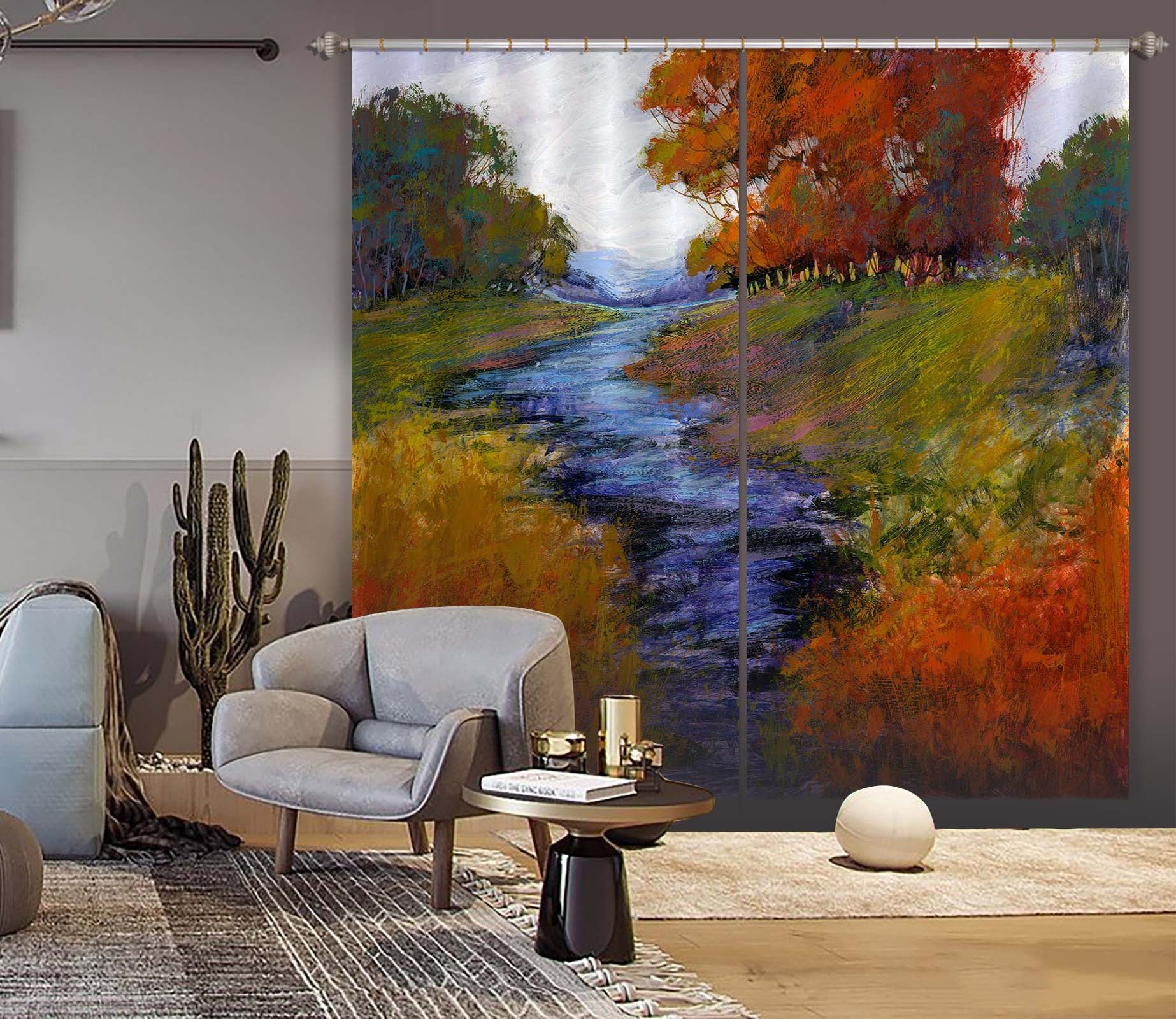 3D Small River Water 248 Michael Tienhaara Curtain Curtains Drapes