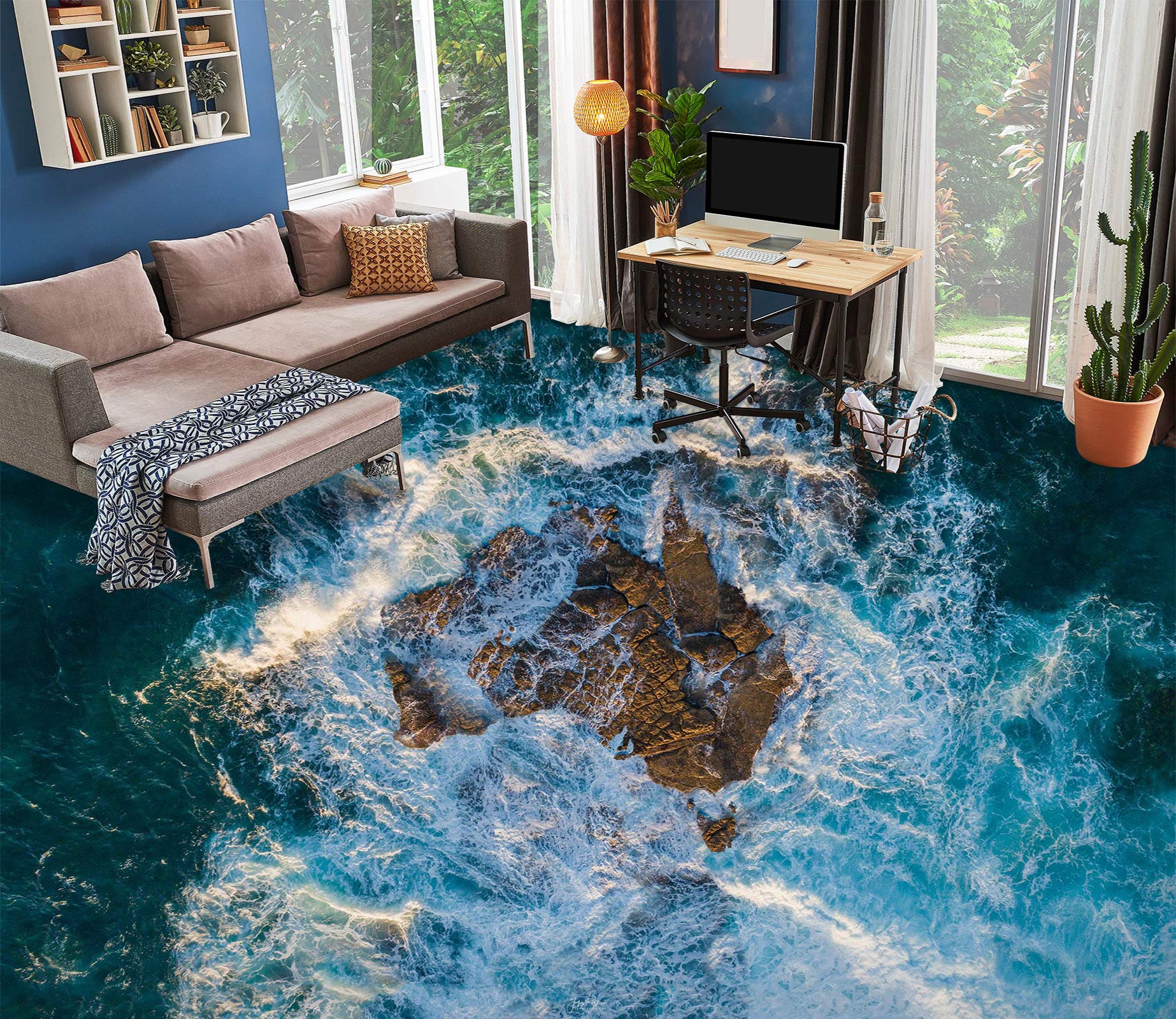 3D Fierce Wave Art 129 Floor Mural  Wallpaper Murals Rug & Mat Print Epoxy waterproof bath floor