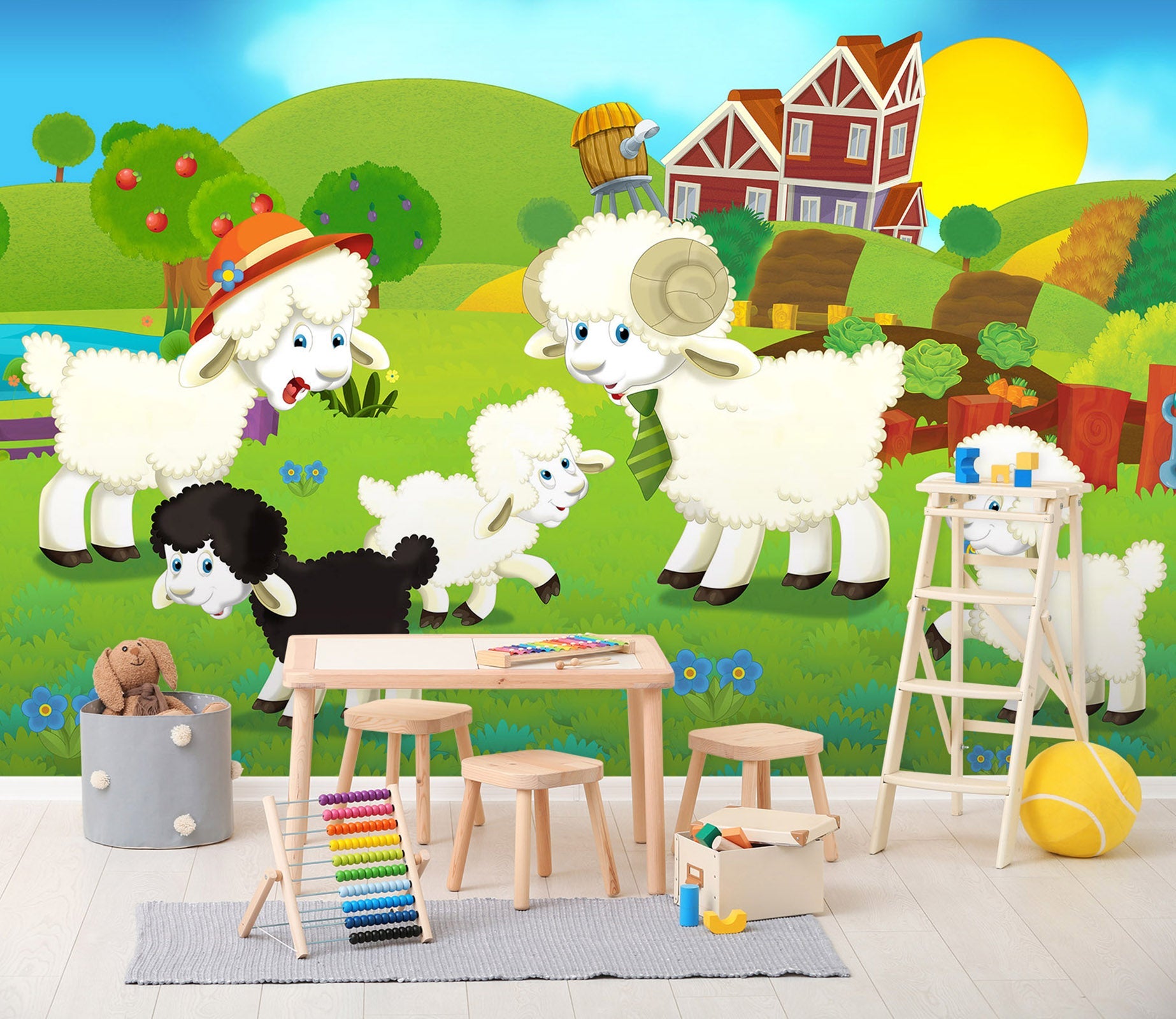 3D Cartoon White Sheep 007 Wall Murals Wallpaper AJ Wallpaper 2 
