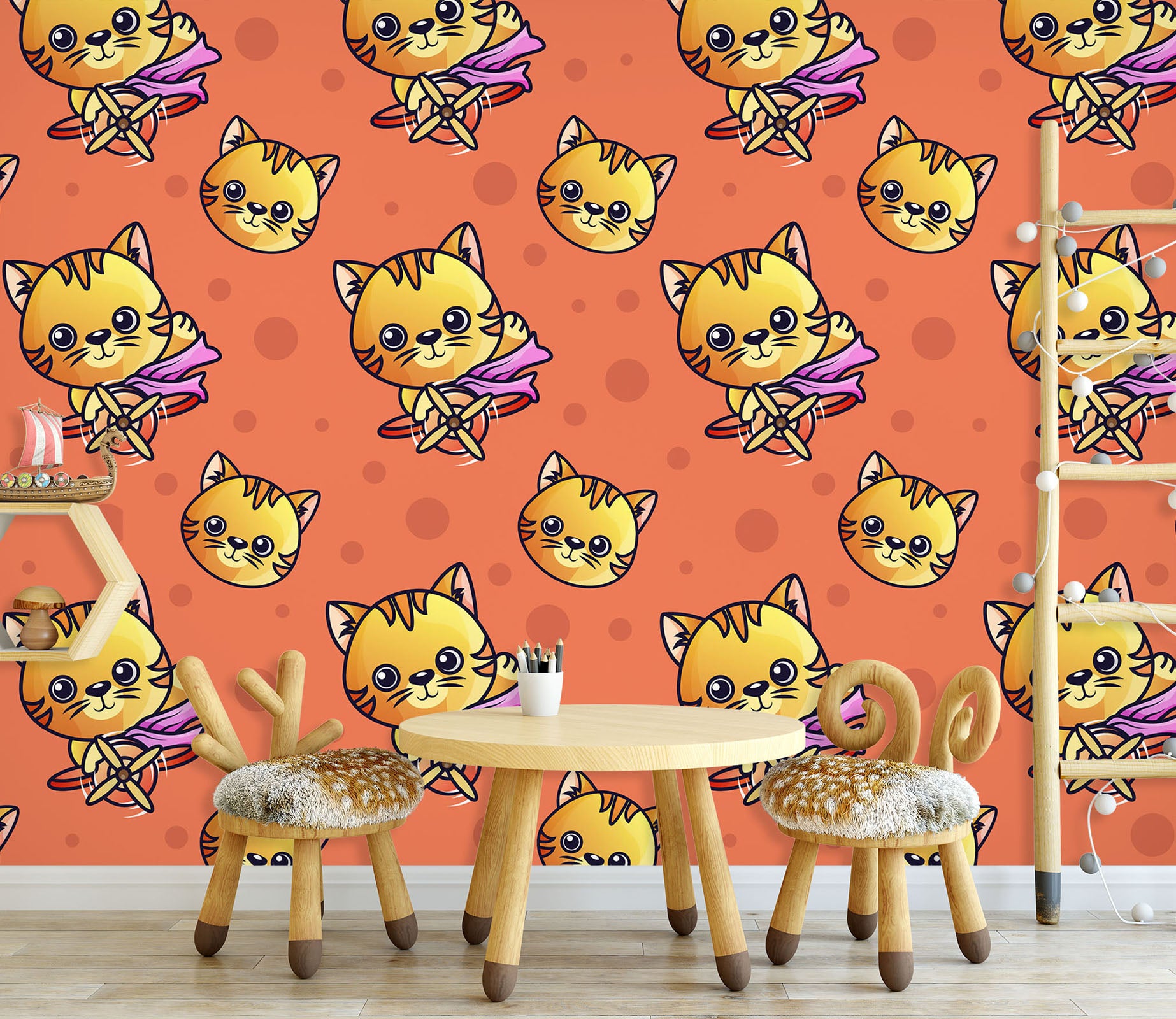 3D Yellow Cat Pattern 57059 Wall Murals
