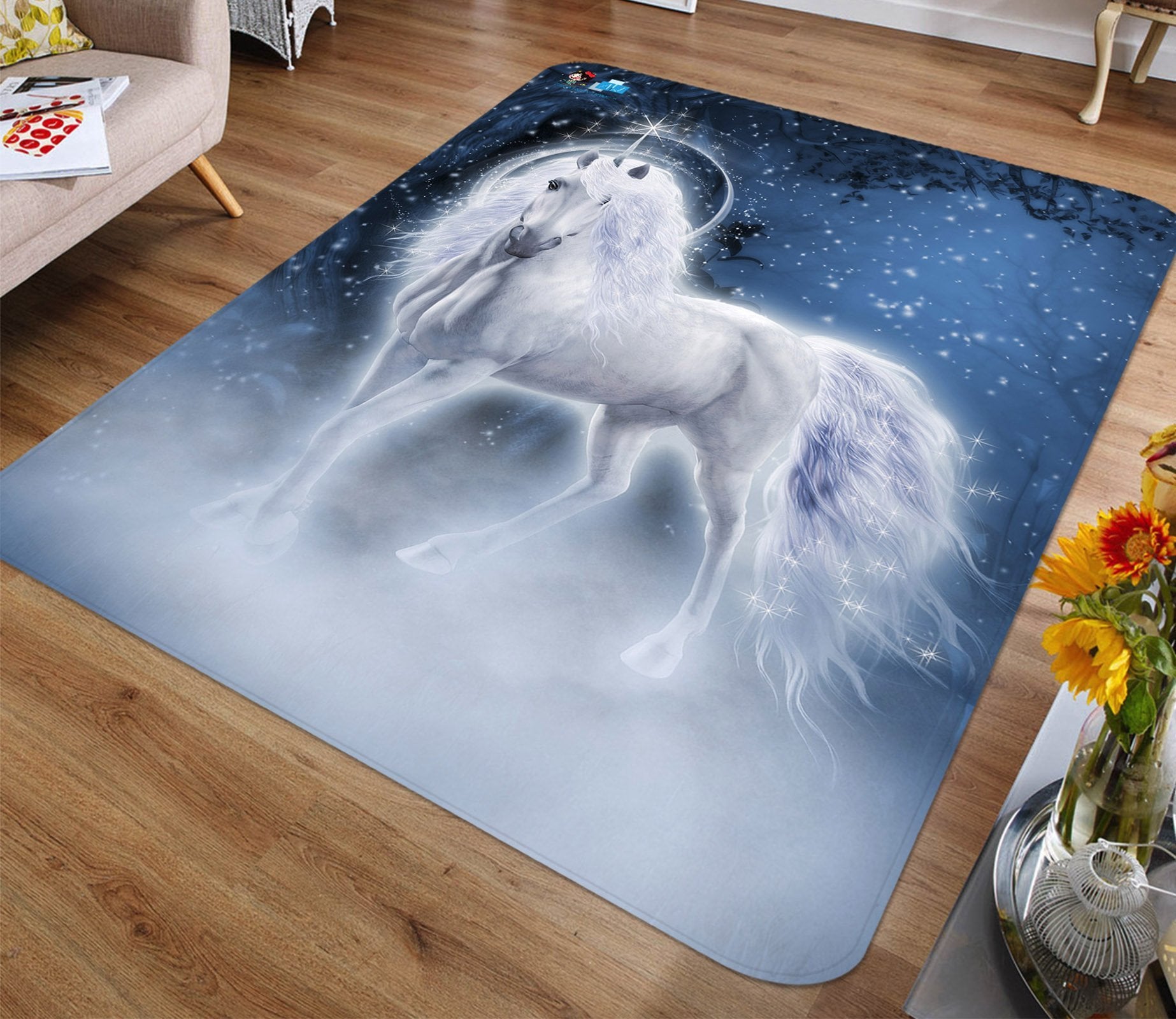3D Aperture Stars Unicorn 93 Non Slip Rug Mat Mat AJ Creativity Home 