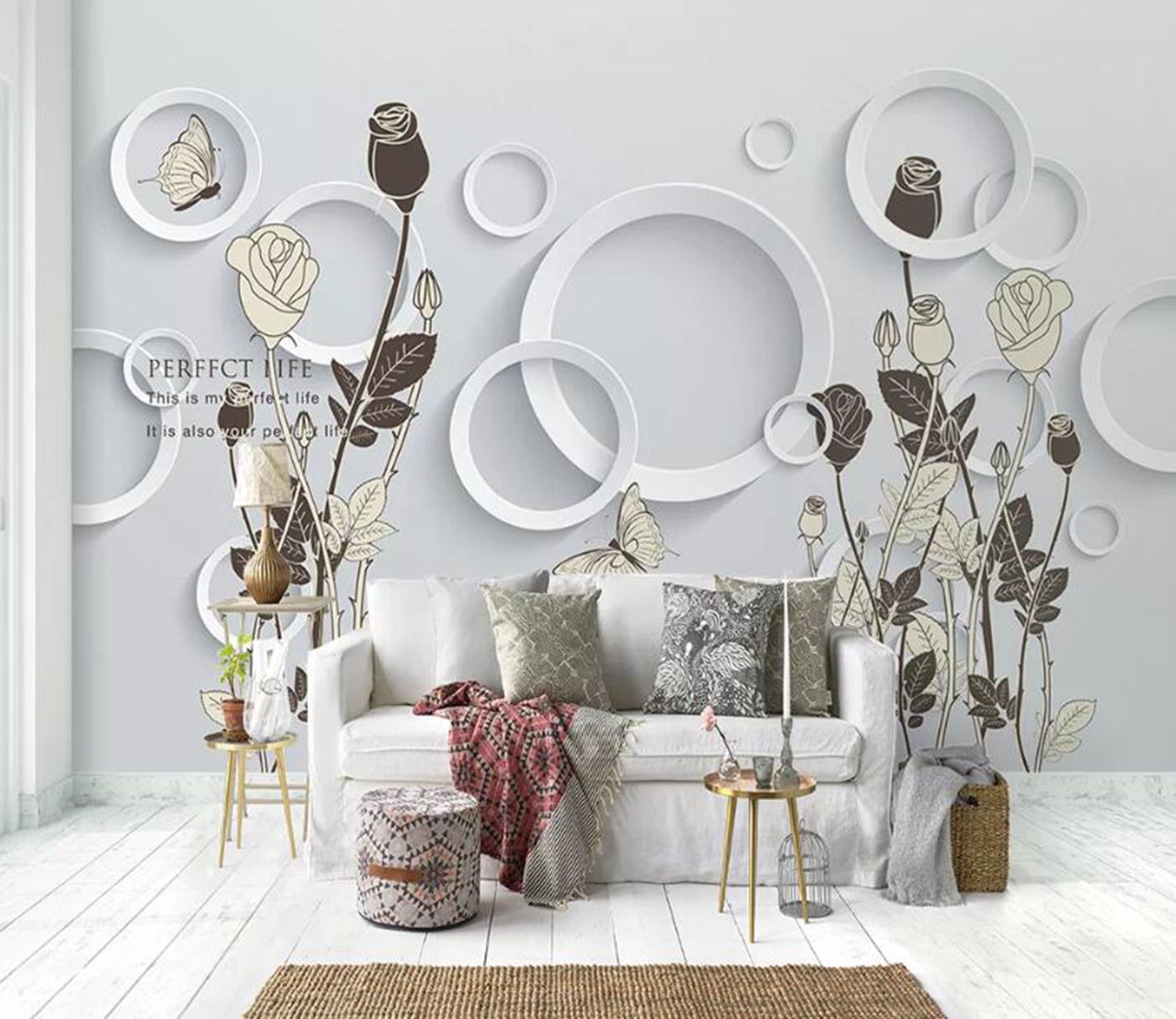 3D White Circle WC72 Wall Murals Wallpaper AJ Wallpaper 2 