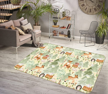 3D Hedgehog Sika Deer 041 Uta Naumann Rug Non Slip Rug Mat