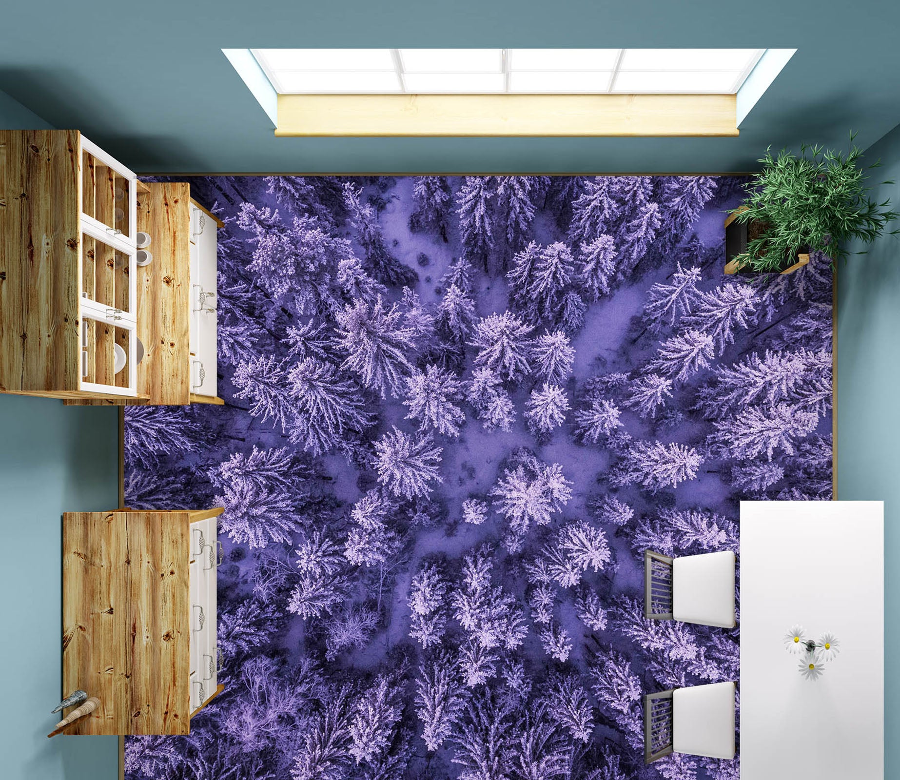 3D Purple Cedar Forest 1498 Floor Mural  Wallpaper Murals Self-Adhesive Removable Print Epoxy