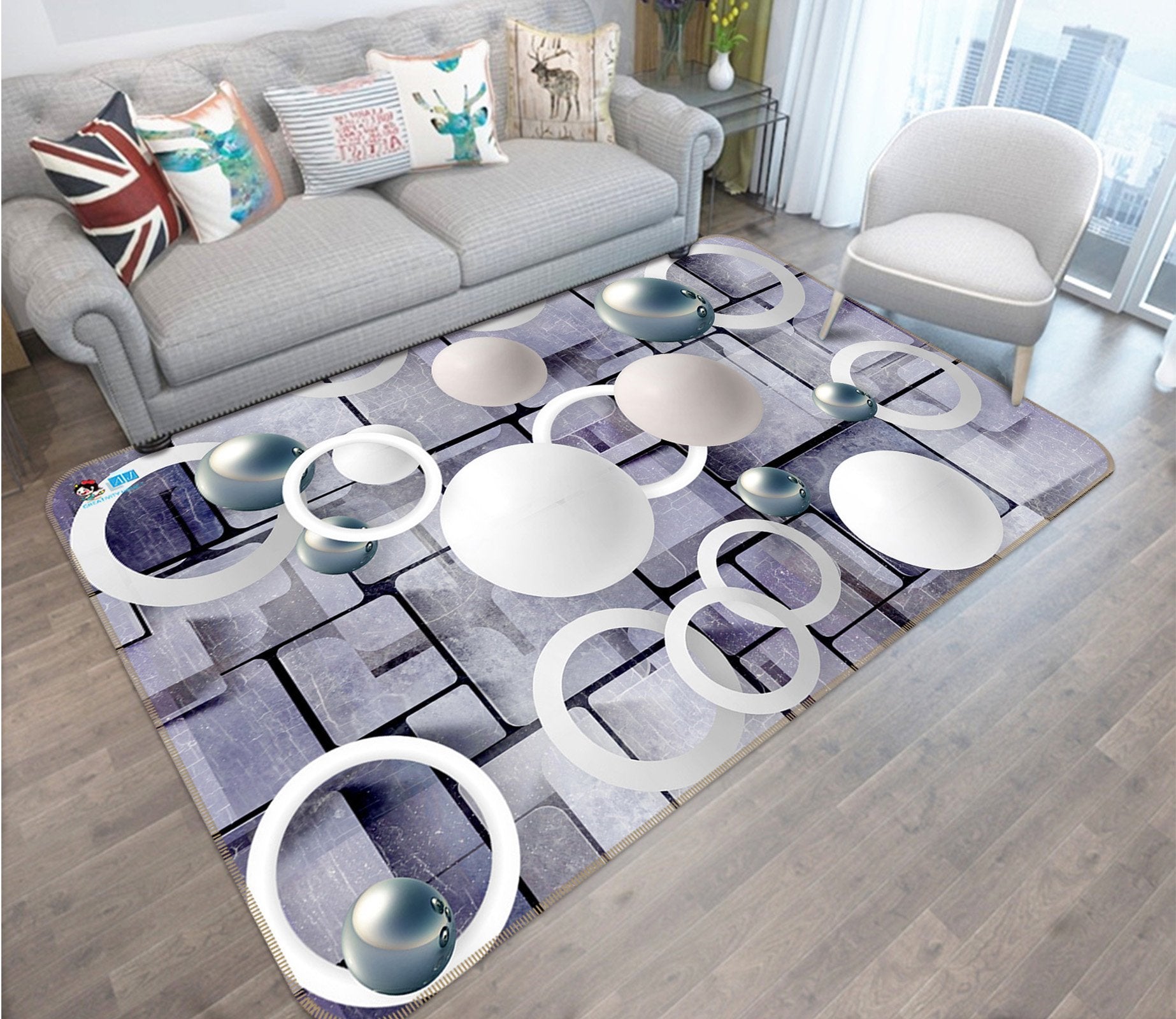 3D Ferrule White Ball 69 Non Slip Rug Mat Mat AJ Creativity Home 