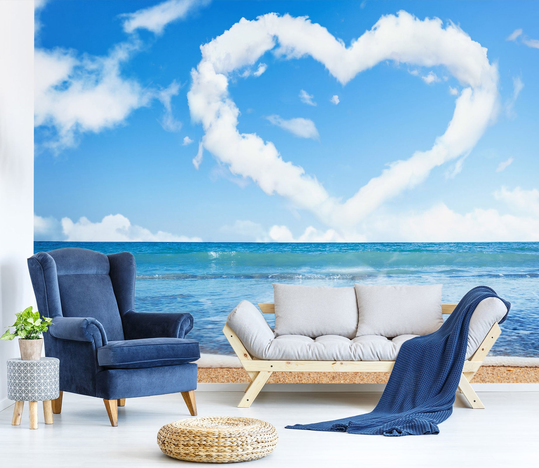 3D Heart Cloud Sea 57175 Wall Murals