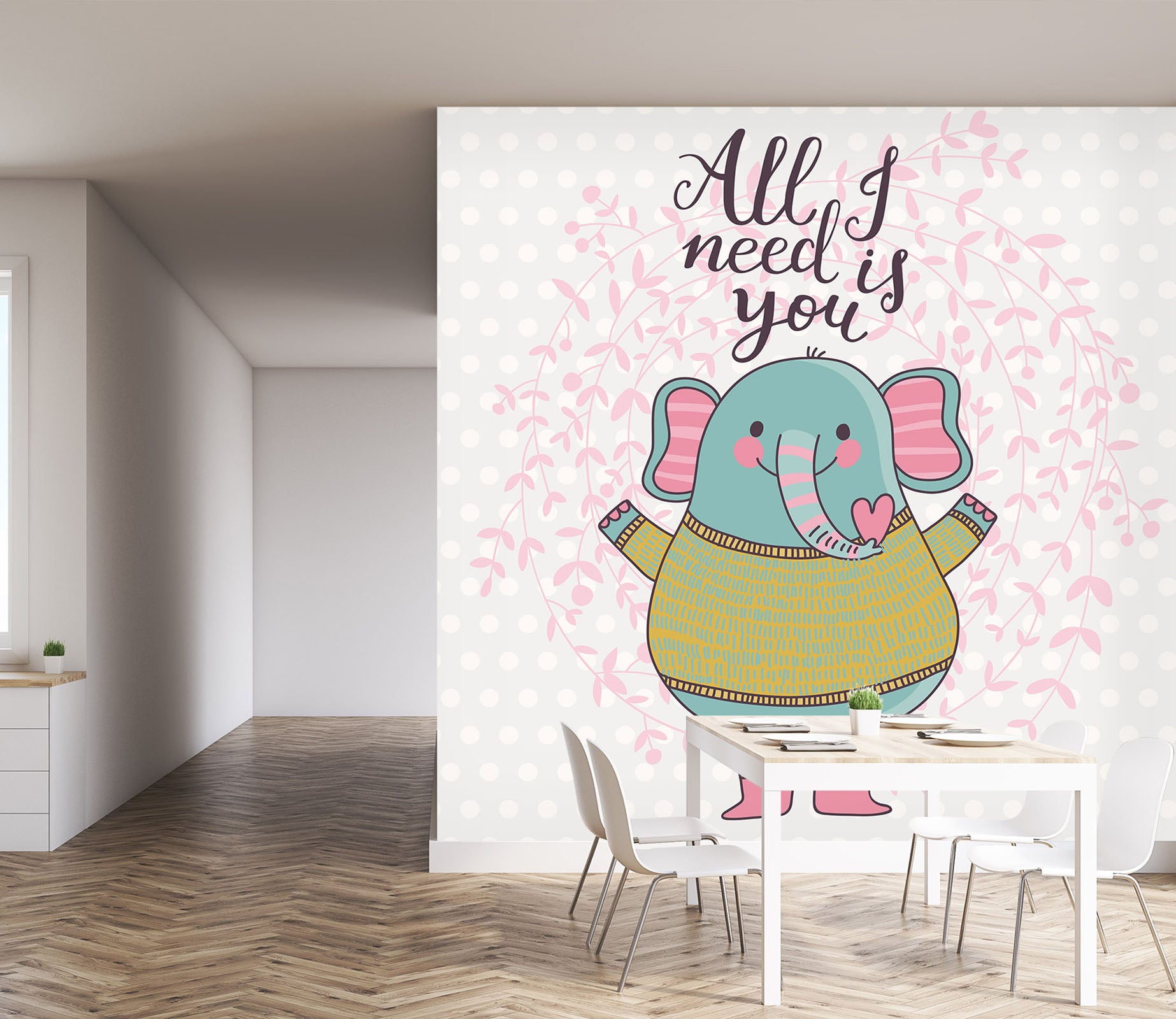 3D Blue Elephant 1008 Wall Murals